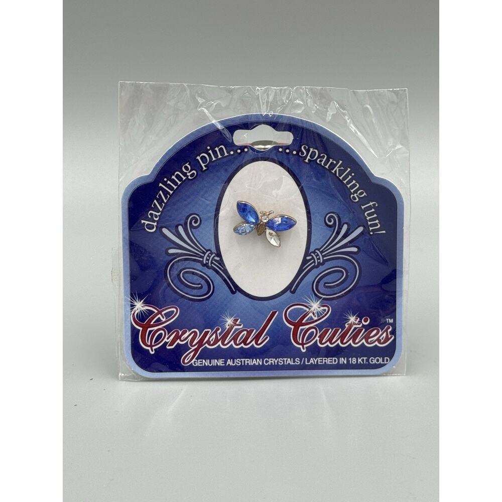 Crystal‎ Cuties Butterfly Pin Genuine Austrian Blue Crystal Layered in 18K Gold